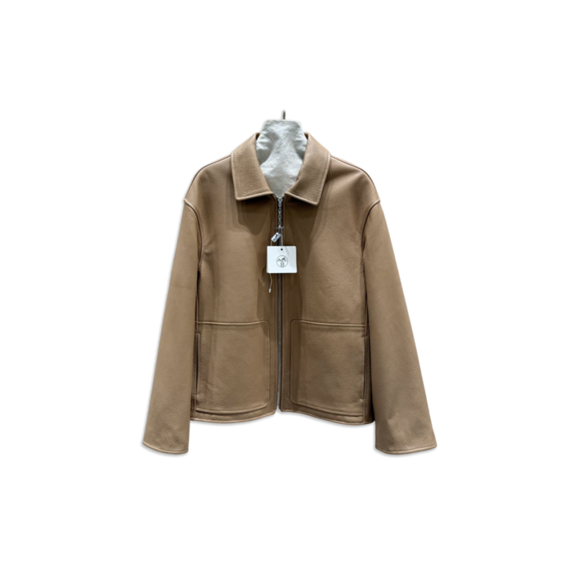 H**me5 collared leather jacket